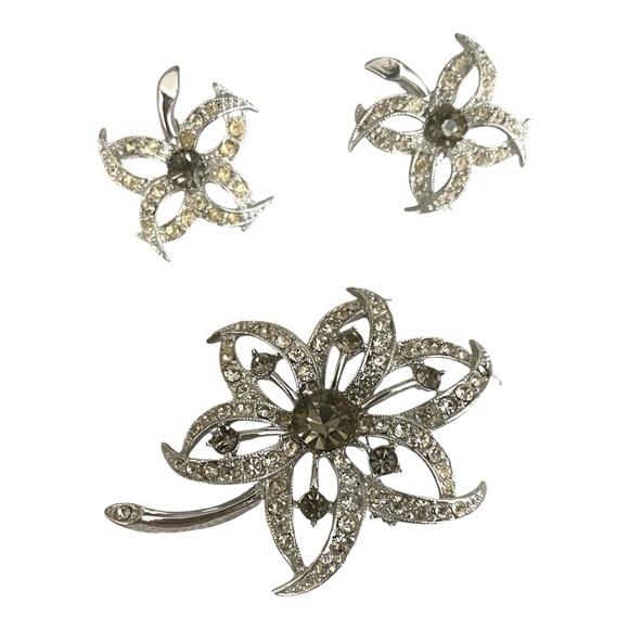 Sarah Coventry Vintage Set, Brooch & Earrings, "Evening Star", 1966, Starburst. - Picture 2 of 8